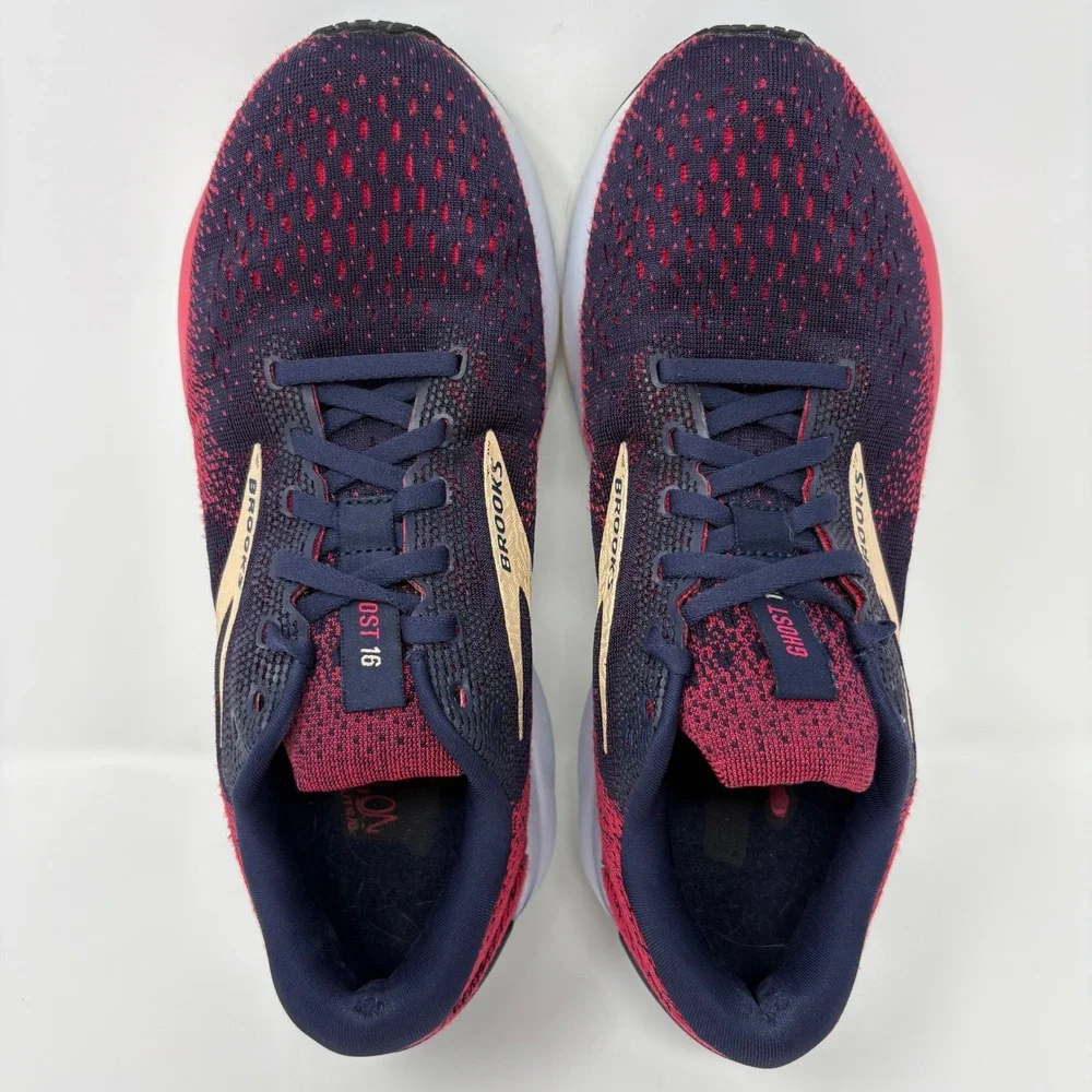 Brooks Ghost 16 Women's Size 8.5 Wide Navy Red Running Shoes (1204071D422)